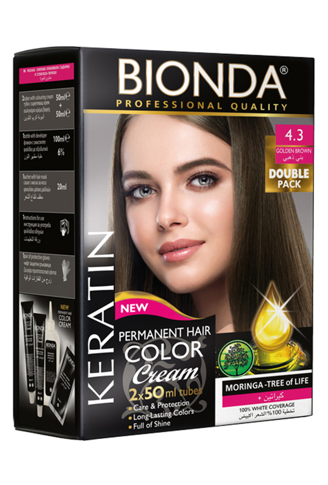 BIONDA БОЯ ЗА КОСА PROFESSIONAL DOUBLE 4.3 ЗЛАТИСТО КАФЯВ