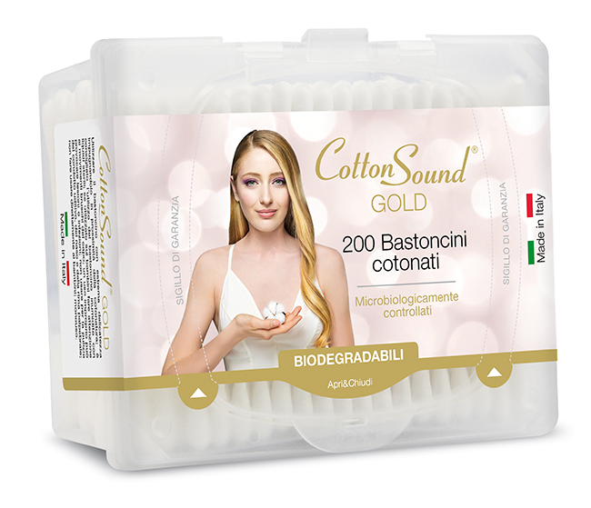 COTTON SOUND КЛЕЧКИ ЗА УШИ GOLD ПРАВОЪГЪЛНА КУТИЯ - 200бр