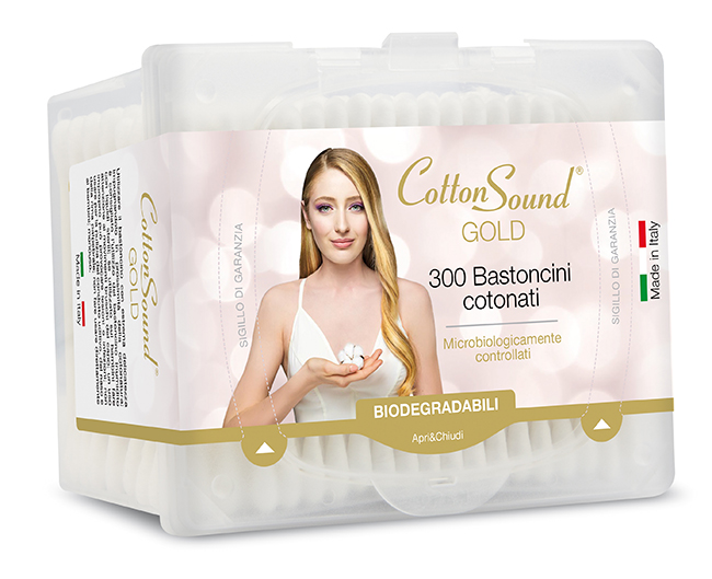 COTTON SOUND КЛЕЧКИ ЗА УШИ GOLD ПРАВОЪГЪЛНА КУТИЯ - 300бр