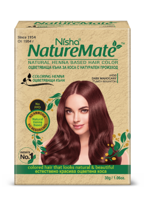 NISHA NATURAL КЪНА ЗА КОСА СЕТ №450 ТЪМЕН МАХАГОН 30гр